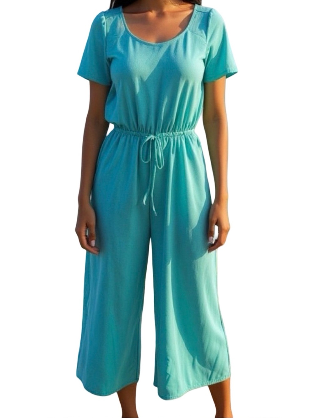 ZENANA Loose Fit Jump Suit Blue/Teal S